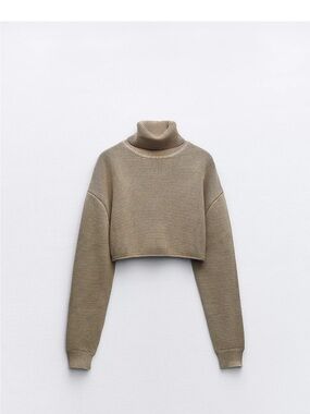 ZARA ACID WASH CROP KNIT SWEATER